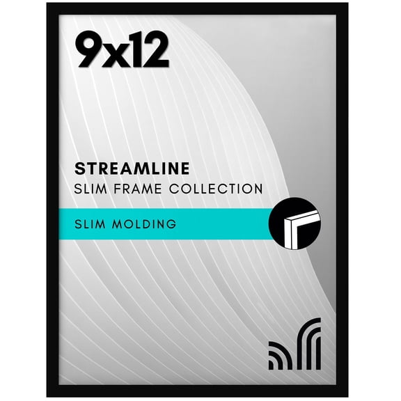 9x12 Picture Frame Shatter-Resistant Glass, Modern Thin Border Design for Home Office Decor, Wall Mount or Tabletop Display with Hanging Kit, Black