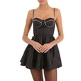 thumbnail image 1 of xiaxaixu Robe d'Été Trapèze pour Femme, Patchwork de Strass, Dos Croisé à Nouer, Dos Nu, Mini-Robe Décontractée, Mode, Sans Manches, Robe Camisole, 1 of 7