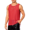 thumbnail image 4 of INSPIRE CHIC Mesh Sheer Tank Top for Men's See Through Sleeveless Tee Shirts Crew Neck Party Vest M Red, 4 of 5