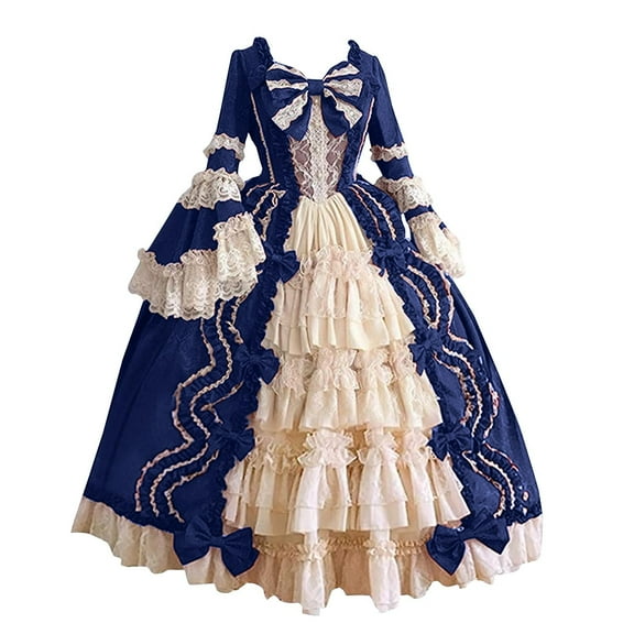 AOOCHASLIY Clearance Dress For Fall/Winter Fashion Women Long Sleeve Vintage Gothic Court Gown Cake Skirt Lace Clashing Dress
