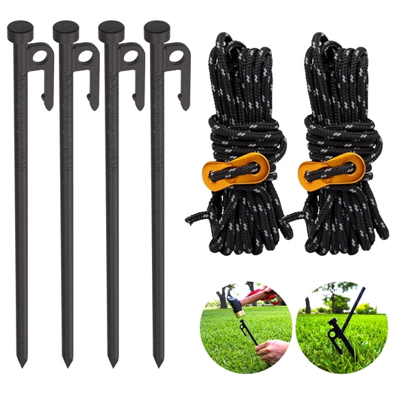 Juego de Estacas para Tienda NACETURE Resistentes de 30 cm, Paquete de 4 con Cuerda para Camping