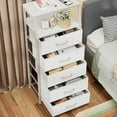 thumbnail image 3 of Furologee Fabirc Dresser for Bedroom with 5 Drawers, Tall Chest of Drawers for Living Room, Adults & Kids Nightstand, White, 3 of 9
