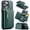 Green, variant on 2 in 1 Detachable Back Cover Compatible with iPhone 16e, Wallet Case with Zipper Card Holder RFID BLOCKING Premium PU Leather Pocket Phone Cases for iPhone 16e, Coffee