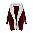 thumbnail image 1 of Women Solid Color Coat Warm Winter Overcoat Fluffy Jacket Button Down Overcoat Windproof Outer Coat Long Sleeve Cardigan, 1 of 6