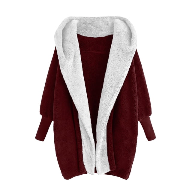 Women Solid Color Coat Warm Winter Overcoat Fluffy Jacket Button Down Overcoat Windproof Outer Coat Long Sleeve Cardigan