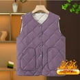 thumbnail image 2 of Htigea Womens Lightweight Quilted Jackets Solid Color Snap Button Vest with Pocket Slim Fit Winter Warm Gilet Purple XXXXL, 2 of 4