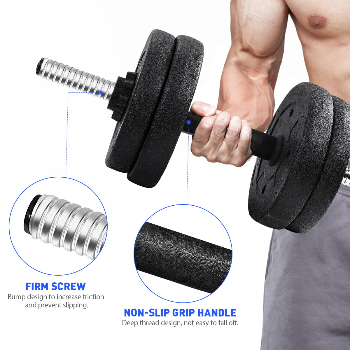 30Kg Multiware Dumbbell Set Gym Fitness Exercise Sports Home Weights Training 