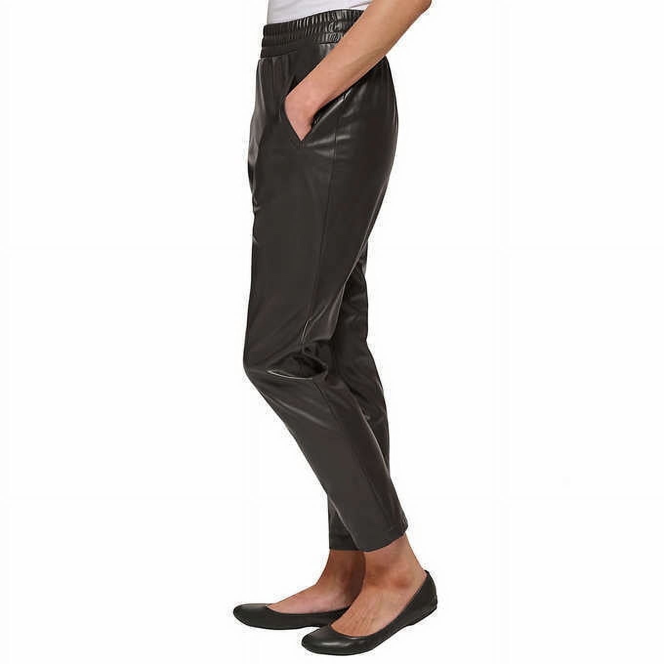 DKNY Jeans Ladies' Faux Leather Pull-On Pants, Black Large