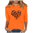thumbnail image 1 of Dadaria T-Shirt Femme Orange Manches 3/4 Col Rond Grande Taille Été Chandail Blouses S, 1 of 5