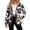 Black White Cow Print, variant on Fleece Jacket for Women Sherpa Lined Coat Toile De Jouy Village Fuzzy Shacket Cardigan with Pockets, Casual Fall Winter Clothes, Snap Button, Stand Collar, for Vacation, Small
