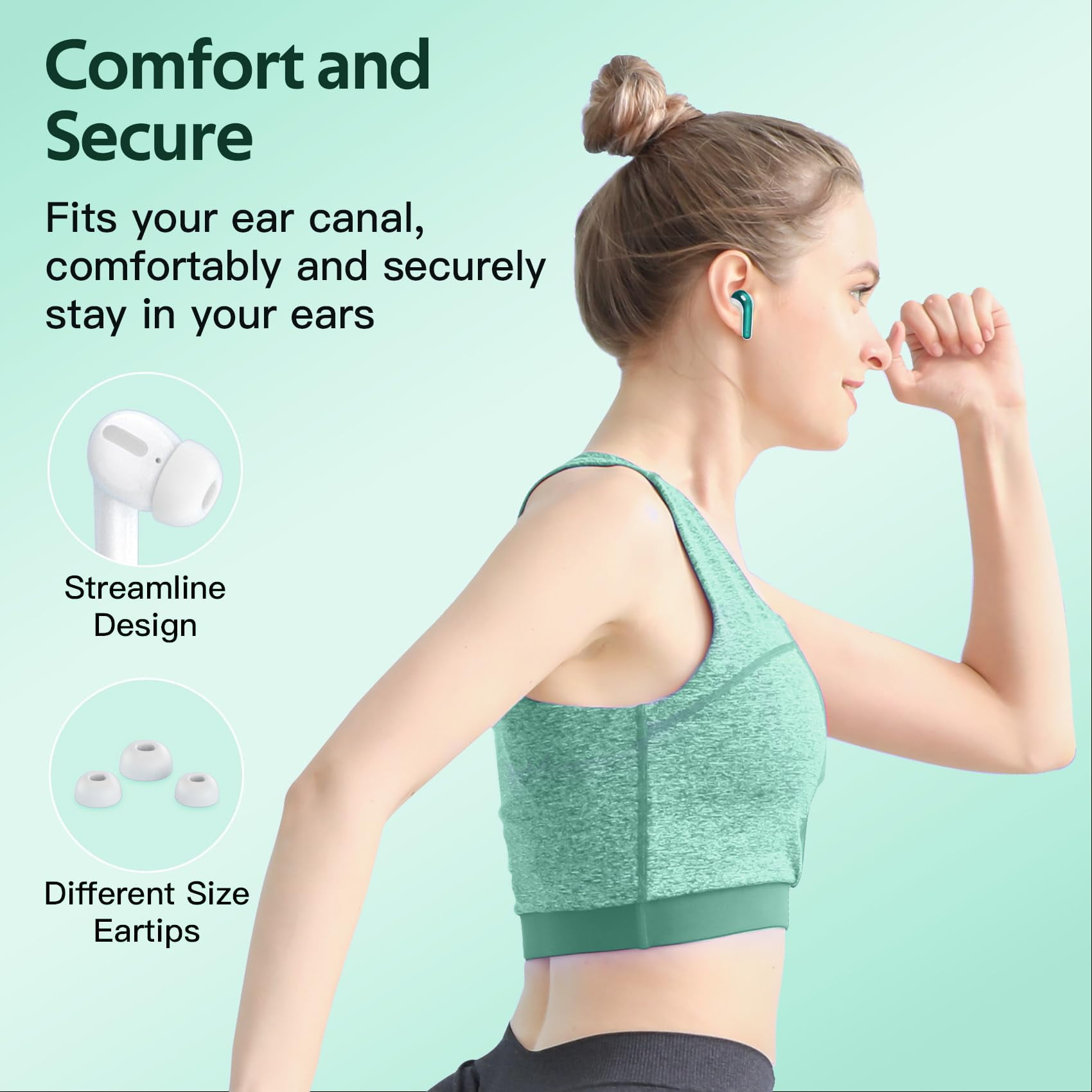 TAGRY Bluetooth Headphones True Wireless Earbuds 60H Playback LED Power Display Earphones with Wireless Charging Case IPX5 Waterproof in-Ear Ear buds with Mic for TV Smart Phone Laptop Computer