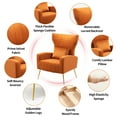 thumbnail image 5 of Newnno Living Room Chairs Set of 2 with Lumbar Pillow, Velvet Accent Chair with High Back Mid Century Armchair for Bedroom with Armrest, Arm Chair with Golden Metal Legs, Orange, 5 of 5