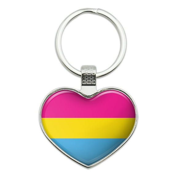 Pansexual Pansexuality Pride Flag Heart Love Metal Keychain Key Chain Ring