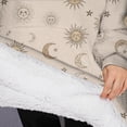 thumbnail image 3 of Oversized Wearable Blanket Hoodie,Beige Sun Moon Star Pattern Sherpa Blanket Hoodie with Super Pockets,Super Warm Fuzzy Pullover for Women & Men, 3 of 6