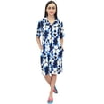 thumbnail image 1 of Bimba Chemise de Nuit Bleue en Rayonne pour Femmes Manches Courtes Imprimé Géométrique Robe de Nuit - 10, 1 of 9