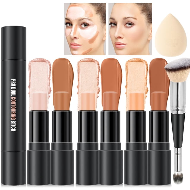 Set de barras de maquillaje LemonSac, 6 colores, con brocha y esponja