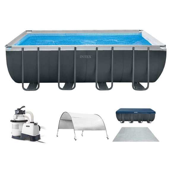 Intex 18Ft x 52In Ultra XTR Rectangular Frame Swimming Pool Kit with Canopy