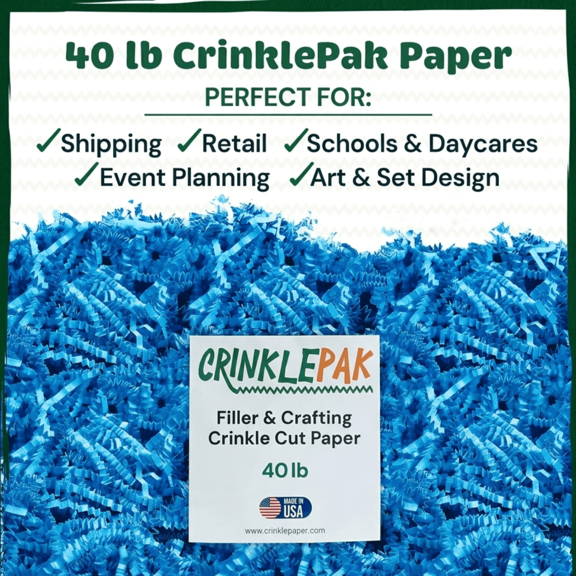 40 LB Light Blue Crinkle Cut Shred
