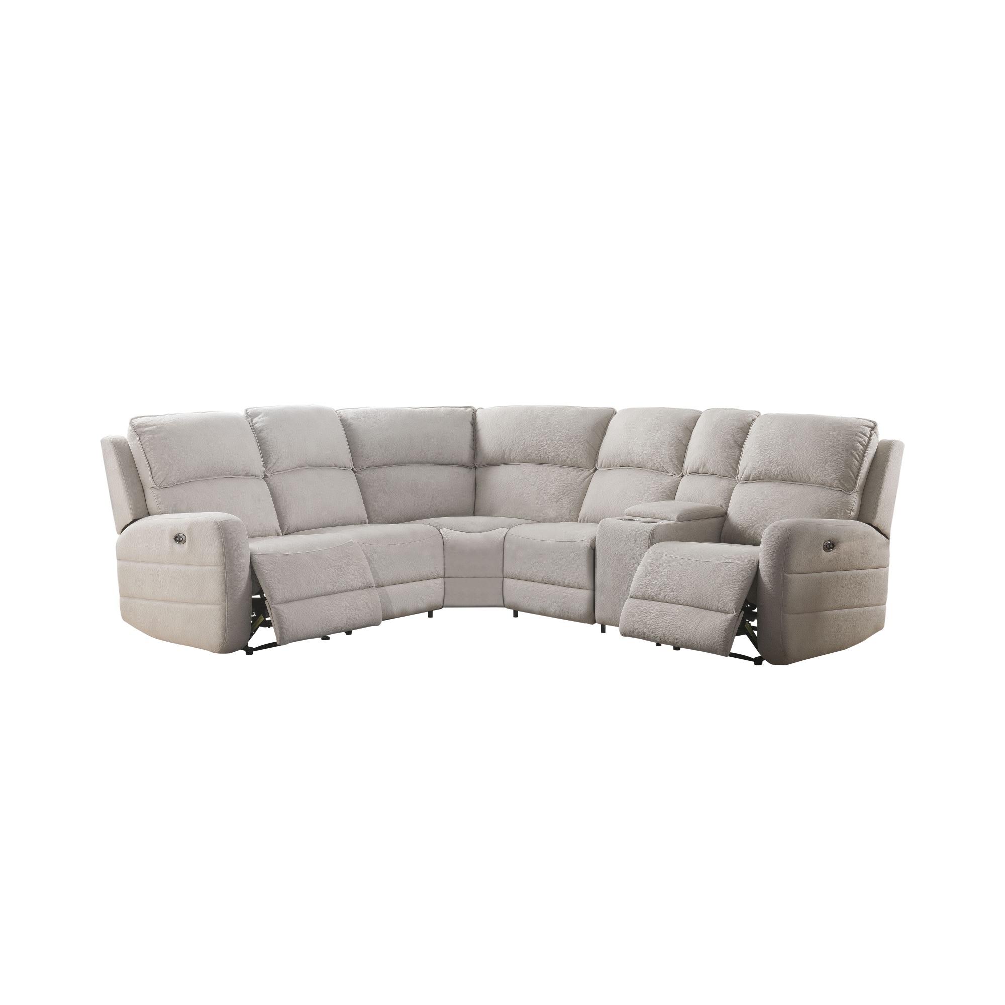 Faux Leather Upholstered Power Motion Sectional with USB Port, Cream