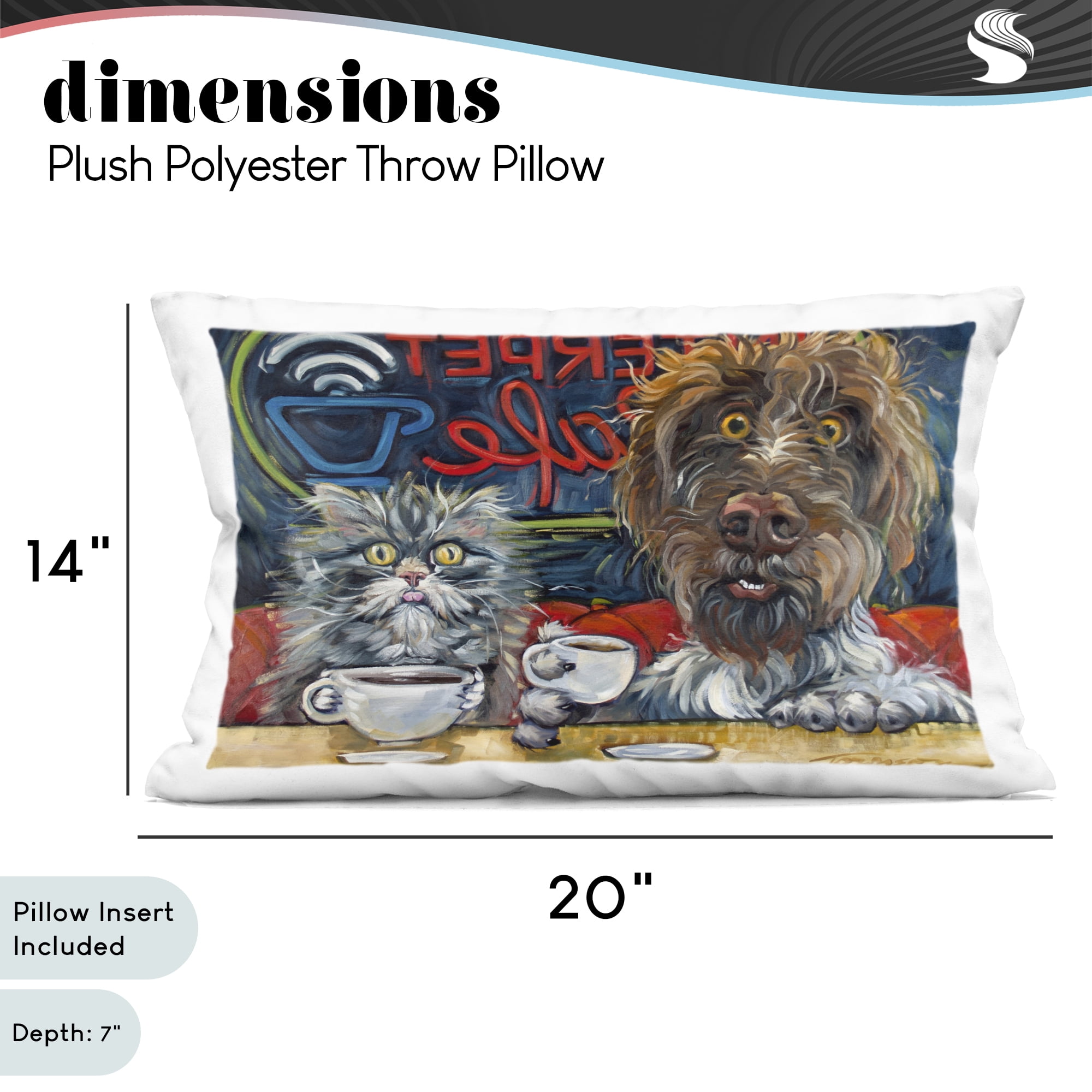 Stupell Industries Pets Wired At The Cafe Decorative Printed Throw Pillow, design by CR Townsend, 14 x 7 x 20