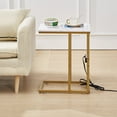 thumbnail image 6 of VECELO Set of 2 C Shaped End Table with Charging Station, Small Side Tables C Couch Table for Living Room, Bedroom, Sofa Table with USB Ports and Outlets for Small Spaces, Gold, 6 of 8