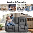 thumbnail image 6 of IPKIG 78 in Loveseat Recliner Sofa with Manual Recliners, Storage Console, Side Pockets & Cup Holders, Wingback Design for Living Room, RV, Grey Fabric, 6 of 8
