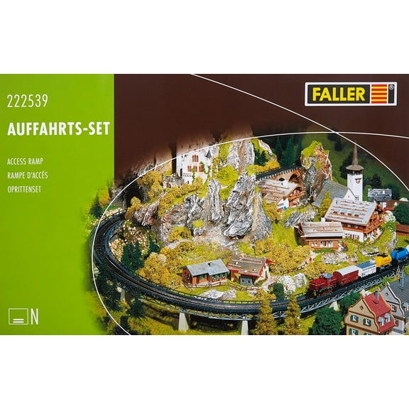 FALLER Auffahrts-Set Modellbausatz mit 75 Einzelteilen R1=193 mm I Modelleisenbahn Zubehör N Gl