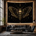 thumbnail image 6 of Skull Moth With Celestial Lines on Black Background, Eerie Gothic Style for Dark Art Lovers, Dark Insect Wall Art, Halloween Gift, Tapestry Wall Hanging for Bedroom and Dorm, 6 of 7