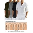 thumbnail image 2 of Capreze Cotton Linen Shirt For Men Summer Spring Regular Fit 3/4 Roll Up Sleeve Button Beach Henley Shirt Tops Size S-3XL, 2 of 2