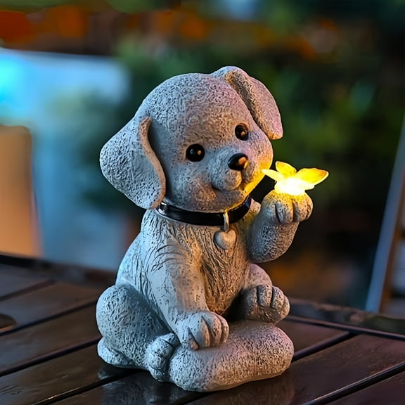 LUMIARTISAN-Solar Garden Light - Cute Dog & Butterfly Outdoor Decor for Yard, Patio & Balcony