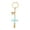 Green, variant on Gold Foil Stone Cross Keychain, Color Resin Crosses Keyring, Key Ring Accessories Bag Charms