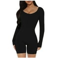 thumbnail image 2 of Lilgiuy Women's Threaded Low Neck Long Sleeve Hip-lifting Slim Jumpsuit for Everyday Wear, 2 of 5