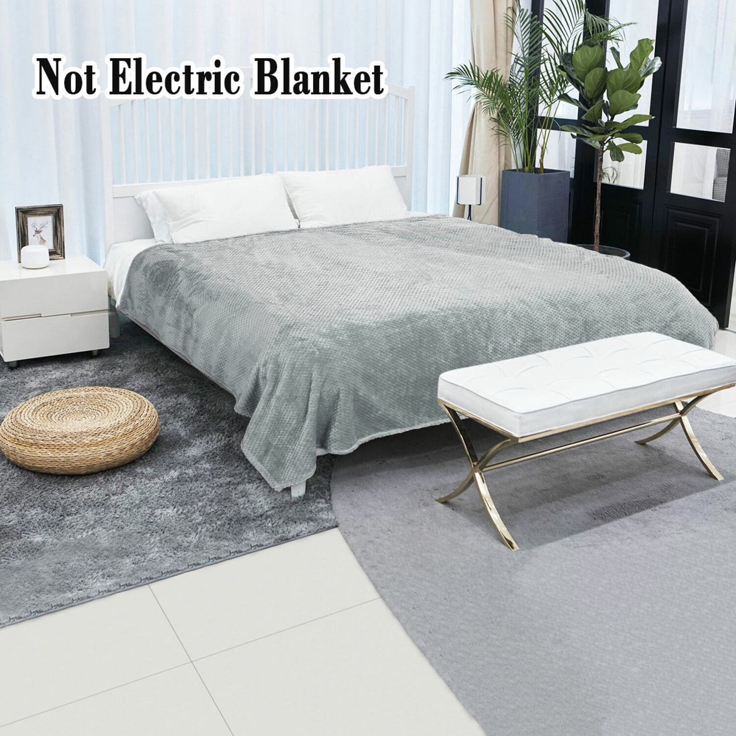 PiccoCasa Soft Microfiber Plush Flannel Blanket Luxury Bed Blanket, Gray Full (70"x78")
