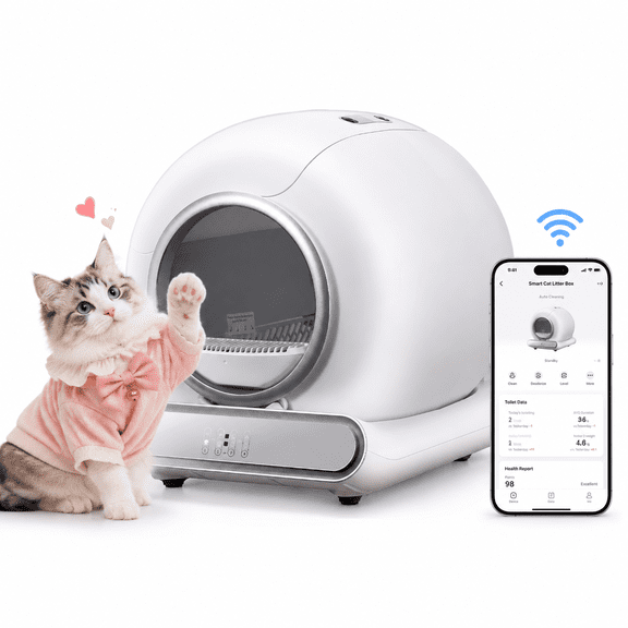 Self-Cleaning Litter Box for Multiple Cats – Automatic Litter Box with App & Panel Control, 7 Safety Sensors – 74L Extra Large Capacity, Includes 2 Rolls Bags