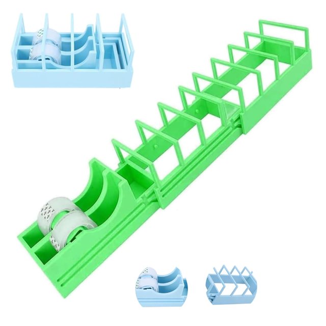 18 Strip Tape Dispenser, Portable Foldable Dual Roll Tape Dispenser, Tape Zoomie, Well Designed, Blade-Free, Compact, Durable, Suitable,for Gift Packaging and Handicraft Making