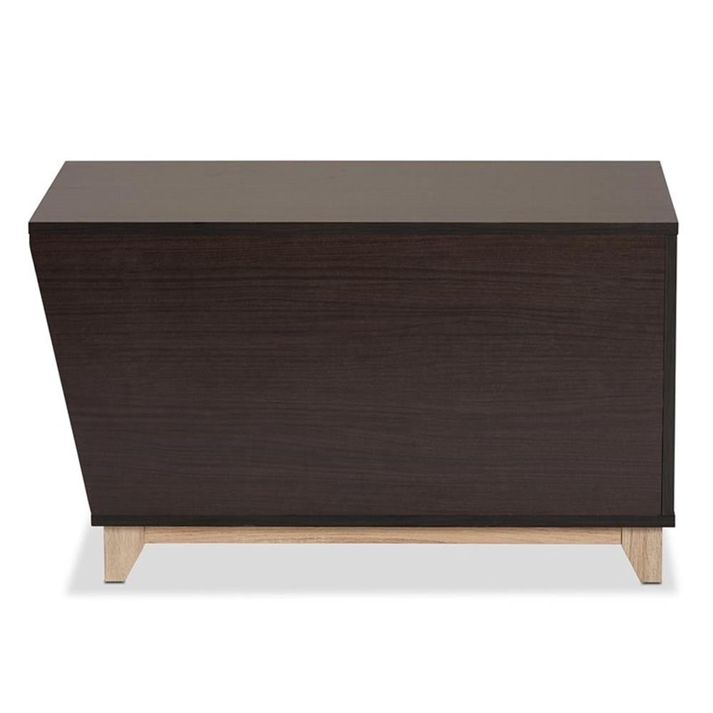 Pemberly Row Dark Brown and Oak Finished Cat Litter Box Cover House