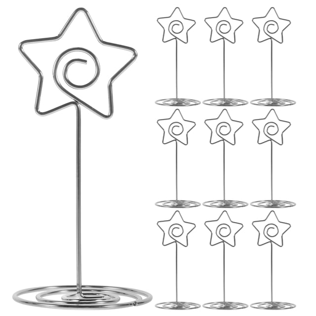 KAKOWELY 10 clips para sujetar notas en forma de pentágono para recuerdos de boda (plateados)