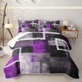thumbnail image 2 of Erosebridal Textured Square Quilt King for Women Men, Abstract Block Print King Coverlet Set, Purple, 3pcs, 2 of 7