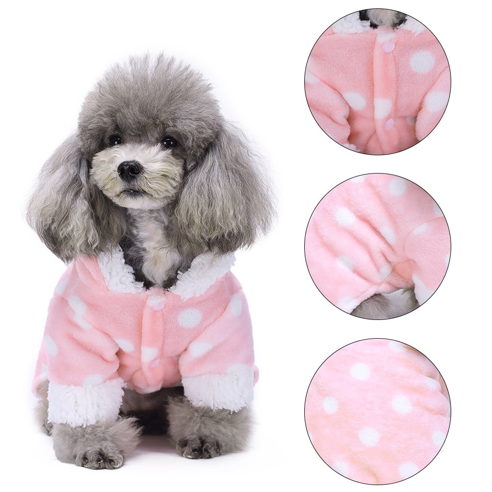 Soft Flannel Pet Jumpsuit Cute Dogs Puppies Pajamas Warm Winter Fashionable Hooded Clothes XS
