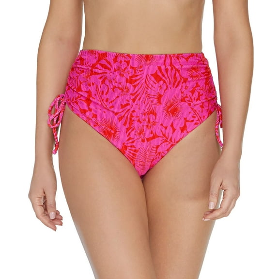 Raisins PINK Making Waves Side-Tie High-Waist Bikini Swim Bottom, US Large