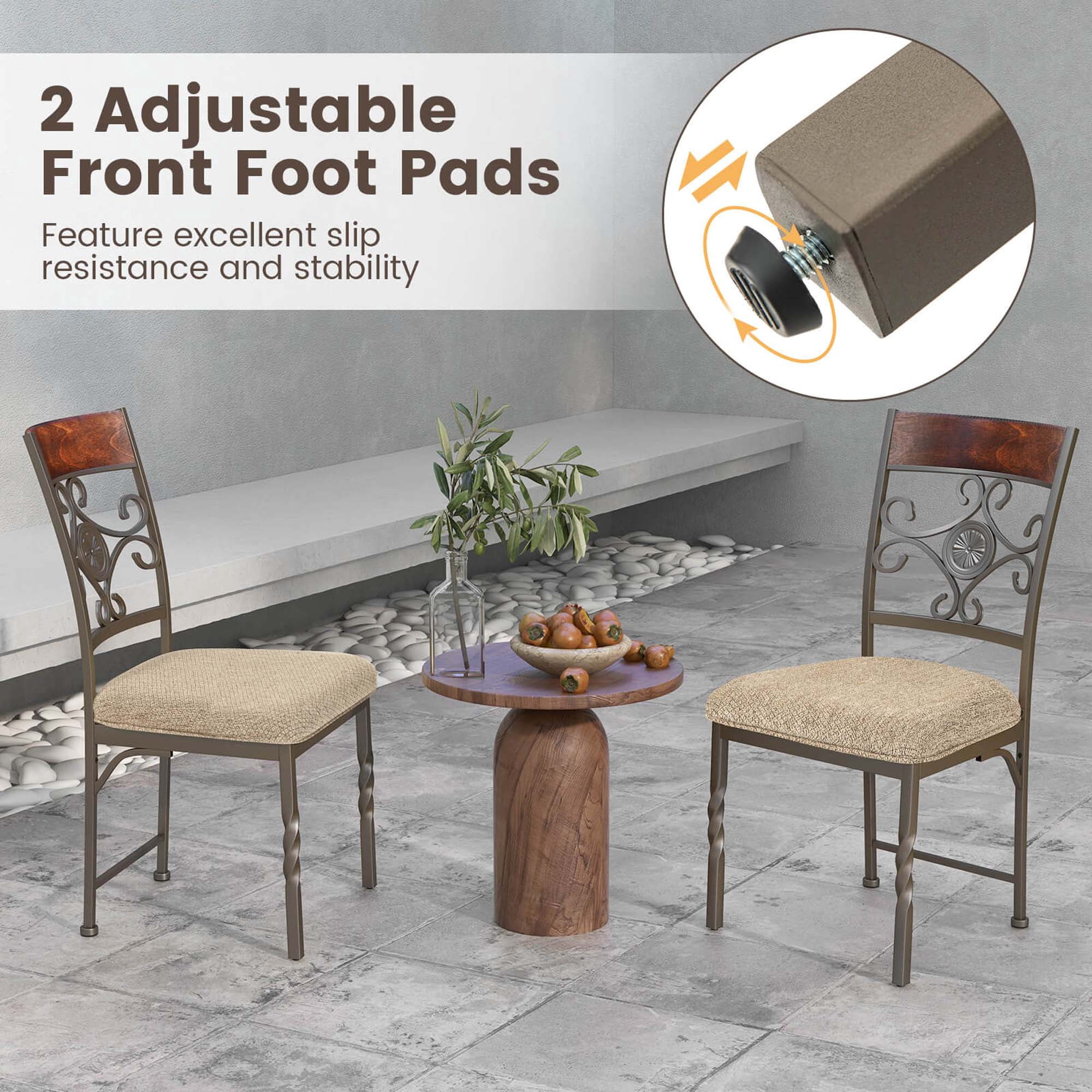 Costway Set of 2 Dining Room Chairs Armless Kitchen Chairs Set with Seat Cushion