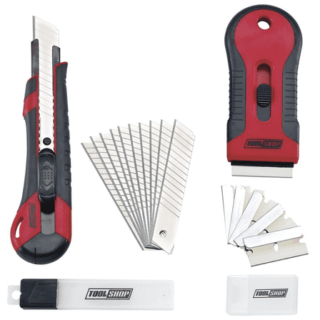 Utility Knife & Scraper Set  2 Piece Tool Shop Retractable Utility Knife 18mm Single edge Scraper