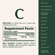 Nature's Bounty Vitamin C 1000mg Caplets, Immune Support Antioxidant Health Supplement, Non-GMO, Gluten-Free, 100 Count