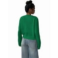 thumbnail image 2 of Women'S Button Down Long Sleeve Crewneck Crop Cardigan Sweater Cute Knitwear Clothes Green XL, 2 of 7