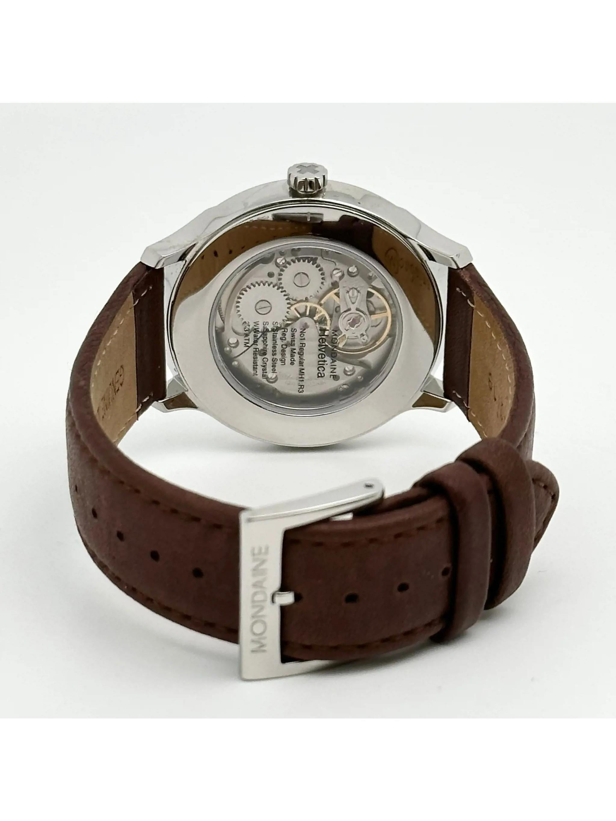Mondaine Helvetica 40mm Steel Silver Dial Automatic Mens Watch MH1 
