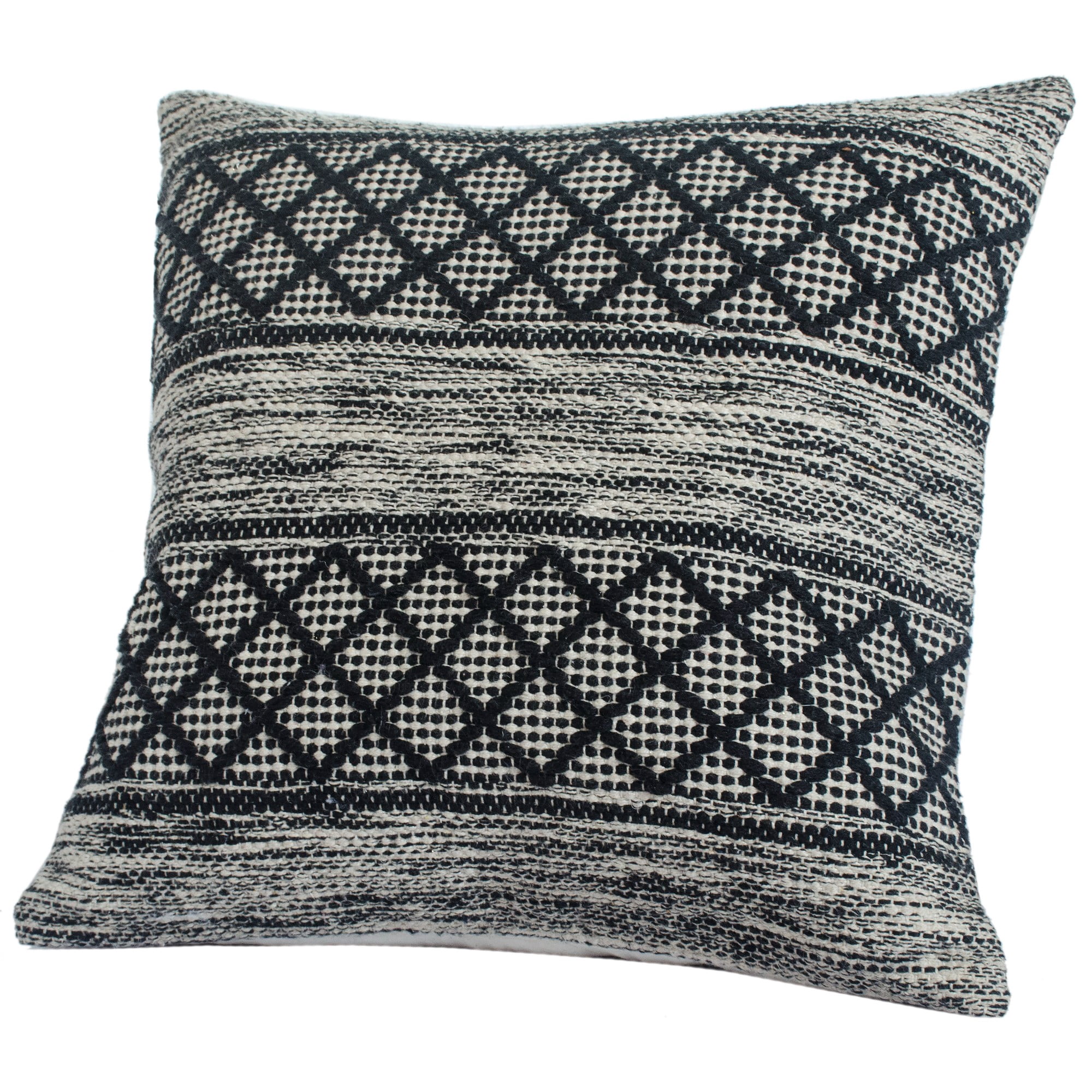 Harlow Hill Gray/Black Geometric Farmhouse Cotton Blend Throw Pillow Cover, 20" x 20"