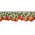 thumbnail image 2 of Concord Wallcoverings Wallpaper Border Kitchen Pattern Apples Leaves for Dining Area, Red Green White, 6.75 Inches x 15 Feet BG76311N, 2 of 4
