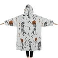 thumbnail image 2 of Oversized Wearable Blanket Hoodie,Halloween Dancing Skeletons and Pumpkins Sherpa Blanket Hoodie with Super Pockets,Super Warm Fuzzy Pullover for Women & Men, 2 of 6