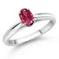 thumbnail image 2 of Gem Stone King 0.48 Ct Oval Pink Tourmaline 10K White Gold Solitaire Engagement Ring, 2 of 4