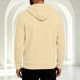 thumbnail image 4 of Vxararl Men Cotton Fleece Hoodie Long Sleeve Drawstring Casual Pullover with Pocket Daily Wear, Work, Travel Fall & Winter Outfits Oversized Hood Drawstring Sweatshirts Men Hoodie Khaki 2xL, 4 of 6